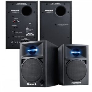 Upgrade your DJ equipment with the Numark NWAVE 360 Powered Desktop DJ Monitor Speakers. Enjoy clear and powerful sound in a compact and stylish design.