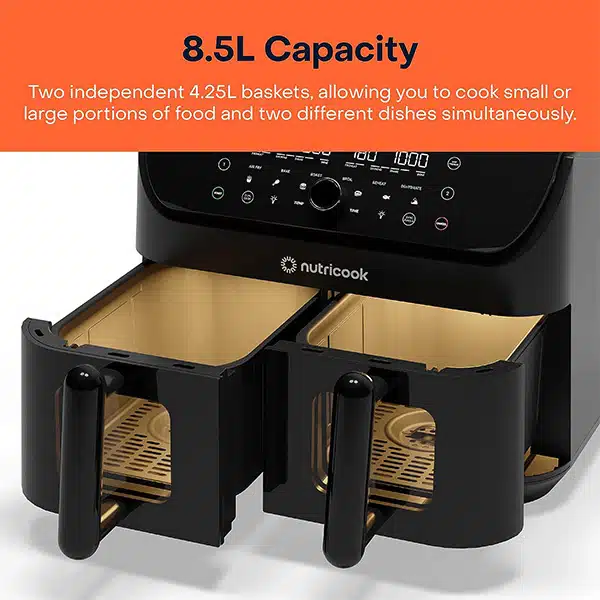 Nutricook NC-AFD185V Features Air Fryer Open Drawers