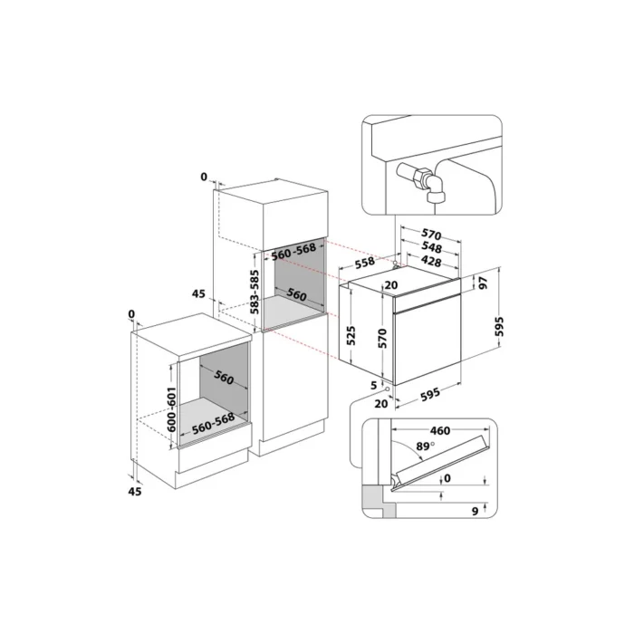 Ariston ga3-124-ix-a1 Built-in Oven Dimensions
