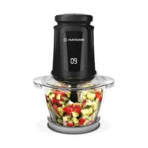 Nutricook Choppi XL Glass Chopper And Mincer, Durable And Sharp Blades, Anti-Slip Ring, Spill-Proof, 1.2 L, 500W [Black], NC-CH1200