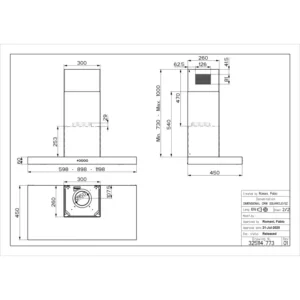 Faber Lebanon Black Matt Kitchen Hood 90cm Technical Sheet