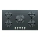 Flora 90cm Black Glass Cooktop Top View