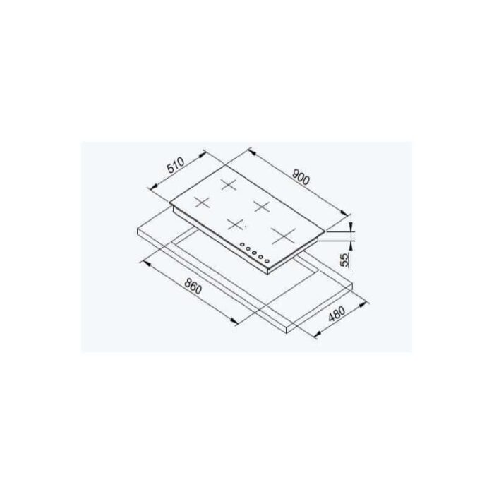 Flora Flora FLBH10-CTSF-R95BC Dimensions Flora 90cm Built-in Gas Hob Dimensions
