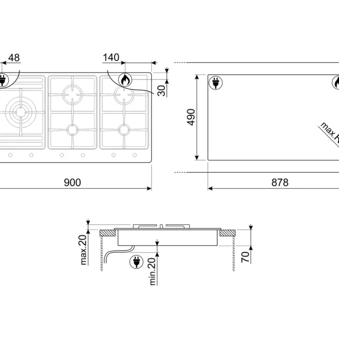 Smeg PS9602 Installation Diagram