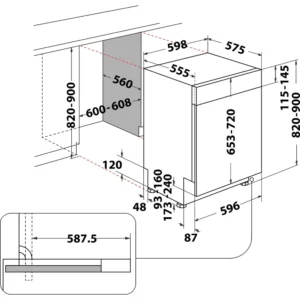 Ariston lbc3c26fx Dimensions Diagram dishwashers-2