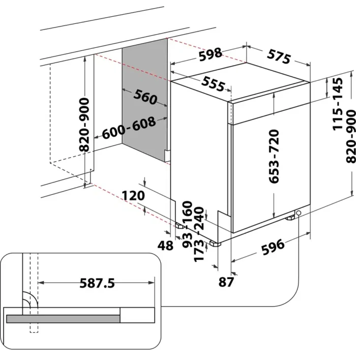 Ariston lbc3c26fx Dimensions Diagram dishwashers-2 Ariston lbc3c26fx Dimensions Diagram dishwashers-2