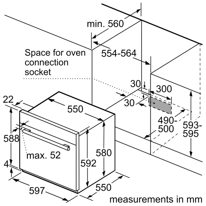 Bosch HGL10E150 Built-in Dimensions Bosch HGL10E150 Built-in Dimensions