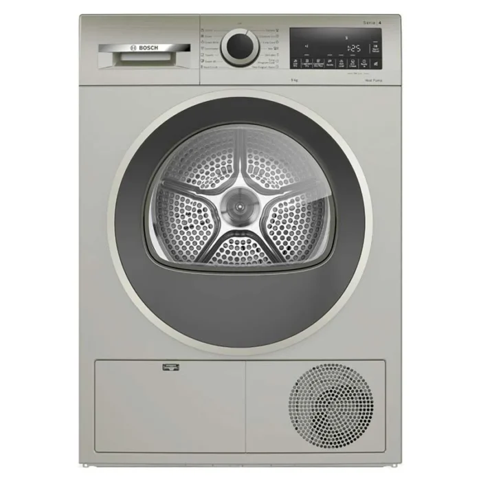 Bosch WQG1420XME Heat Pump Dryer Silver Front View Bosch WQG1420XME Heat Pump Dryer Silver Front View