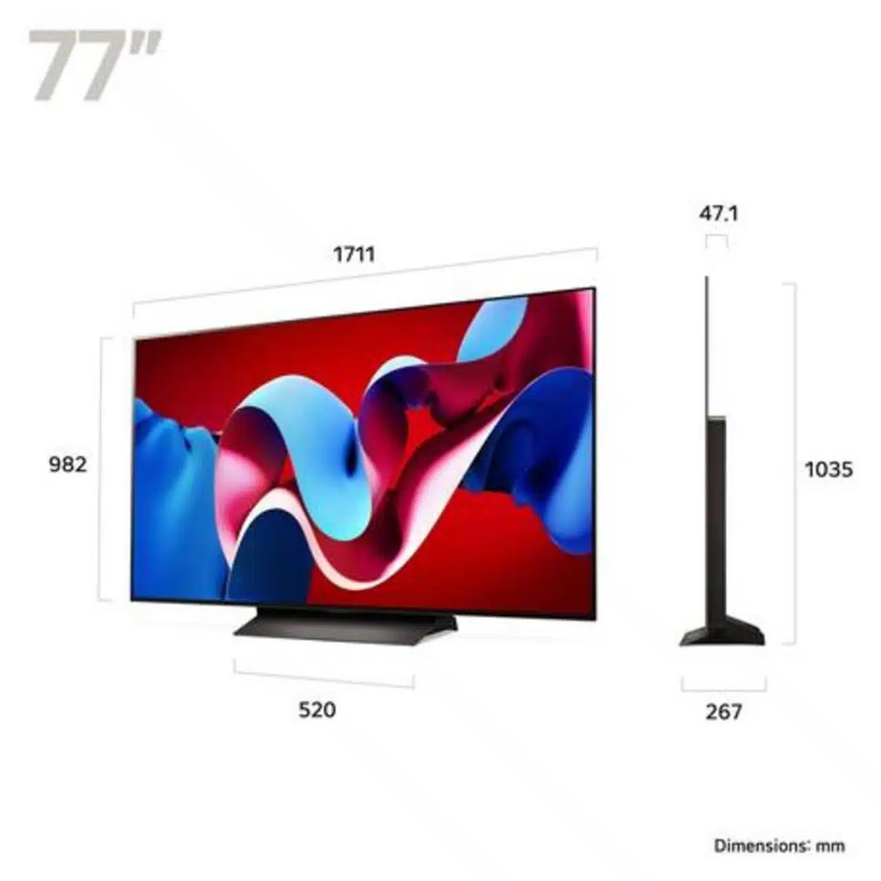 LG OLED77C46LA Dimensions