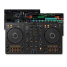 Pioneer FLX4 DJ Controller with laptop screen in background