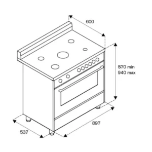 La Germania Gas Cooker dimensions