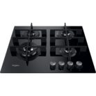 Whirlpool GOWL628 Black Glass Hob Front Inclined View