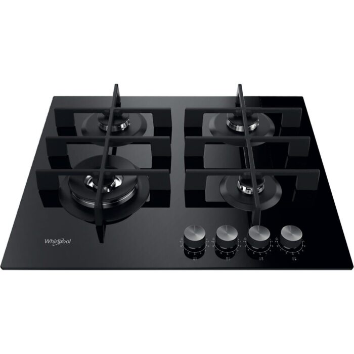 Whirlpool GOWL628 Black Glass Hob Front Inclined View Whirlpool GOWL628 Black Glass Hob Front Inclined View