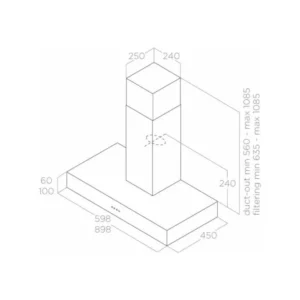 Elica Kitchen Hood Spot NG60 NG90 Technical Drawing Lebanon