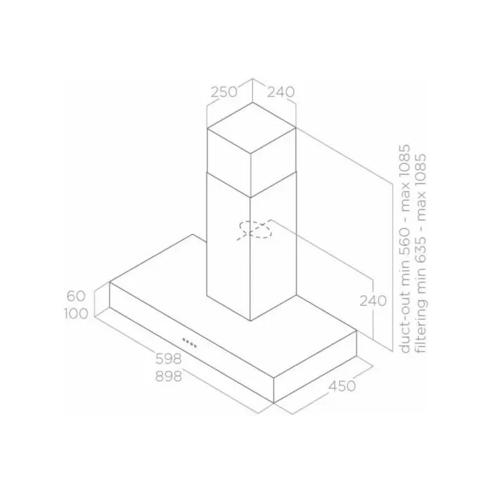 Elica Kitchen Hood Spot NG60 NG90 Technical Drawing Lebanon