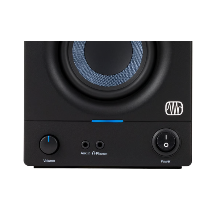 Presonus Eris 3.5 Speakers Gen2 Close up on controls Presonus Eris 3.5 Speakers Gen2 Close up on controls