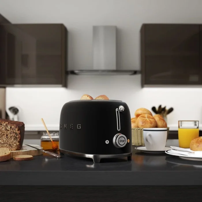 Smeg Black Matt Toaster TSF01BLMEU 2 Smeg Black Matt Toaster TSF01BLMEU 2
