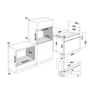 Whirlpool Built-in Oven MSA I 5G3F IX Dimensions