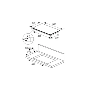 La Germania 30 cm vitroceramic hob P302CERLAGN Dimensions