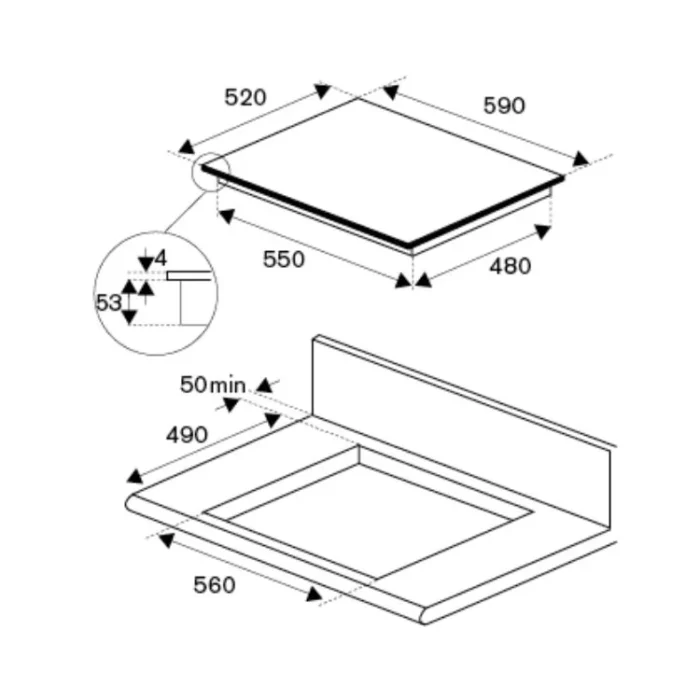 La Germania PLG64I1B26 Induction Hob Dimensions La Germania PLG64I1B26 Induction Hob Dimensions