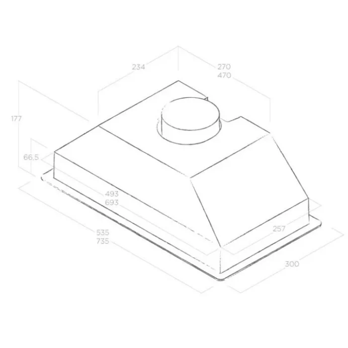 Elica GR 72 Concealed Hood PRF0142633 Dimensions