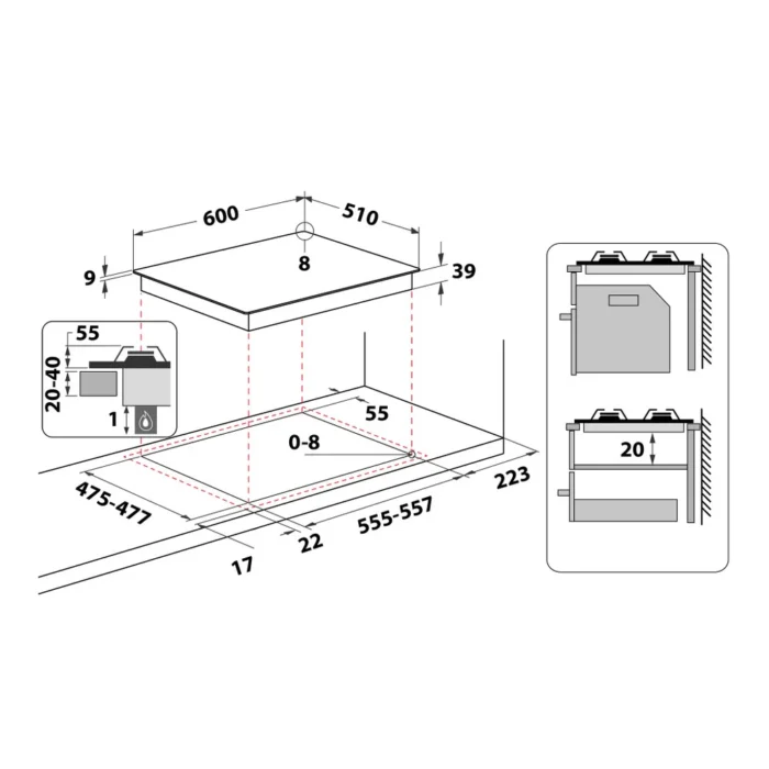 Ariston PCN641-t-ix Dimensions