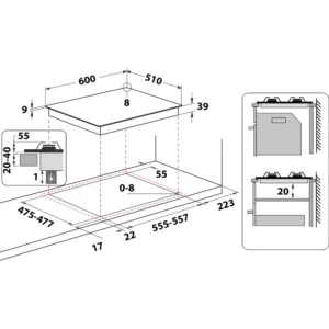 Ariston PCN642WH Dimensions Ariston PCN642WH Dimensions