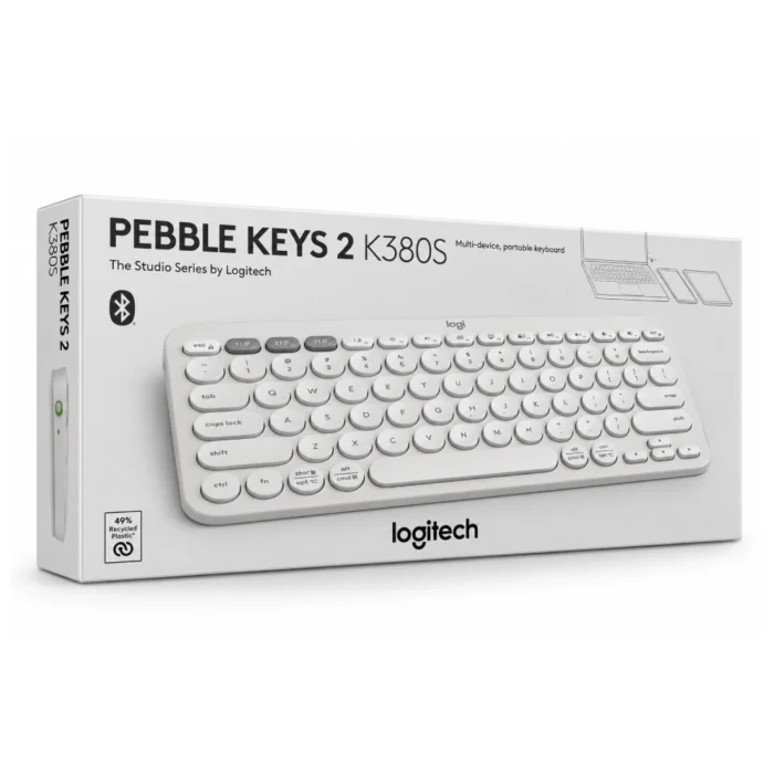 Logitech Pebble Keys 2 K380s White Bluetooth Keyboard Packaging