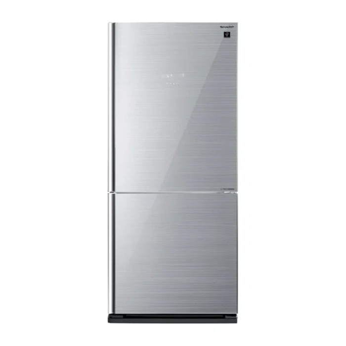 Sharp SJGV73 Silver Glass Refrigerator Front View